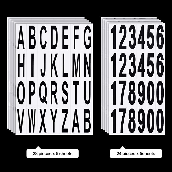 10 Sheets Mailbox Numbers and Letters Stickers for Outside Stick on Black Vinyl Alphabet Number Decals Sticky for Home Business Apartment Address Window Door Car Truck (3 x 1 Inch, 3 x 1.2 Inch)