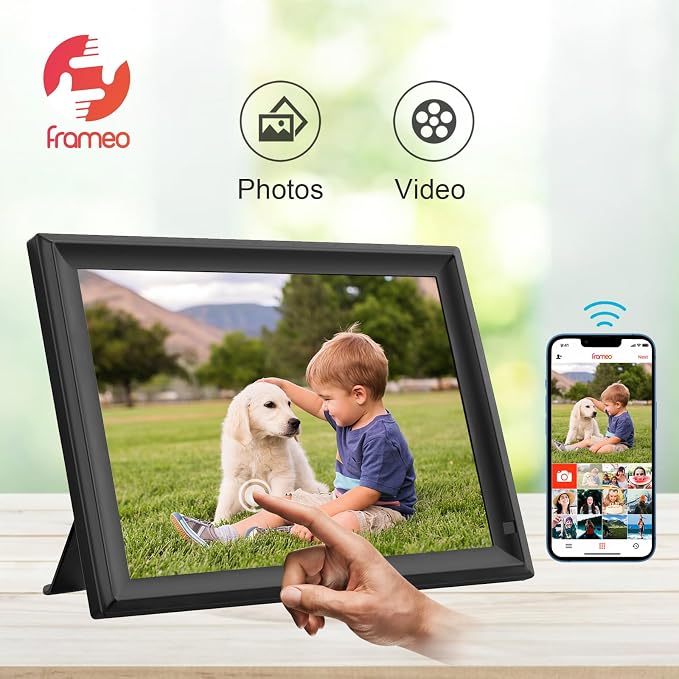 15.6inch FRAMEO Digital Photo Frame with 1920x1080 FHD IPS LCD Touch Screen, Dual-WiFi Share Photos & Videos Via Frameo App, Support USB Drive/SD Card Extend Storage, Auto-Rotate