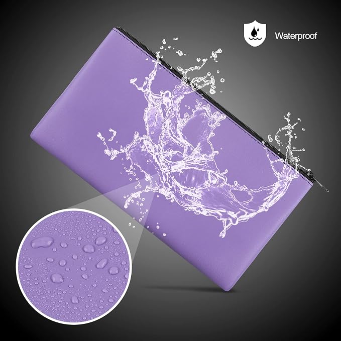 2 Pieces Money Bags with Zipper, 11x6.1 inch Money Pouch, Bank Bag, Cash Bag, Check Wallet, Cosmetics(Purple)