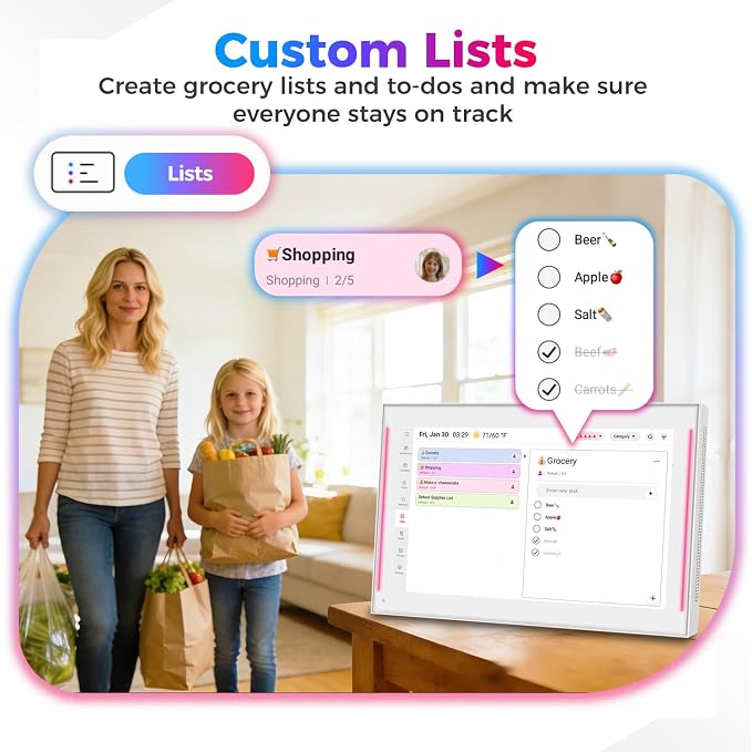 DXMART 15.6 inch Smart Digital Calendar & Chore Chart, LED Reminder Light, Wall & DeskMount - Smart Family Planner for Daily Schedules, Meal Planning, and Household Organization, Digital Photo Frame Functon