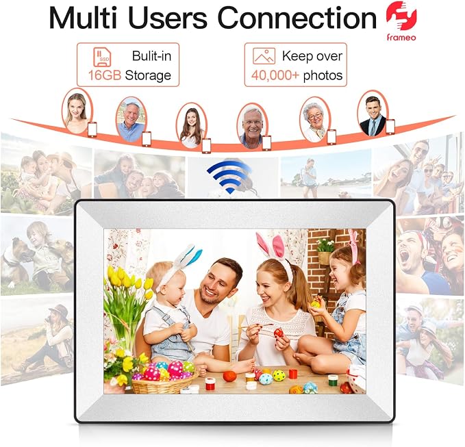 Frameo 10.1inch Digital Picture Frame WiFi Smart Digital Photo Frame 1280 * 800 IPS HD Touch Screen,16GB Memory Auto-Rotate,Share Photos/Videos Instantly via Frameo App from Anywhere
