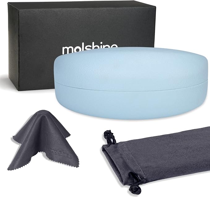 molshine Hard Shell Sunglasses Case,Classic Large Glasses Case for Sunglass,Eyeglasses with Cleaning Cloth,Pouch