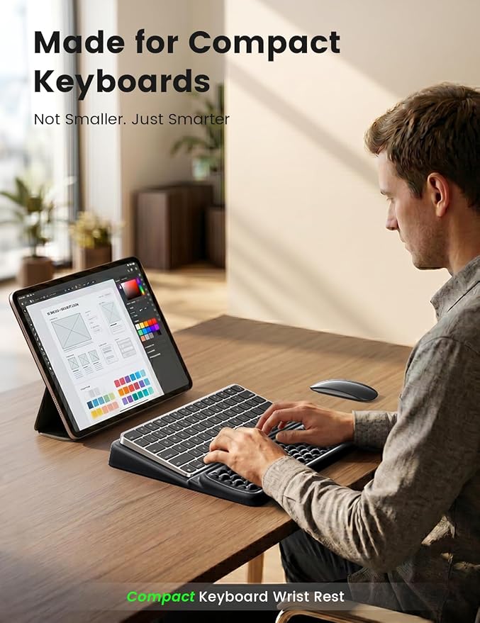 Vaydeer Medium Keyboard Wrist Rest for Computer, Soft Memory Foam Keyboard Stand with Wrist Support for 60% 65% Keyboard, Non-Slip Laptop Wrist Rest for Gaming Office