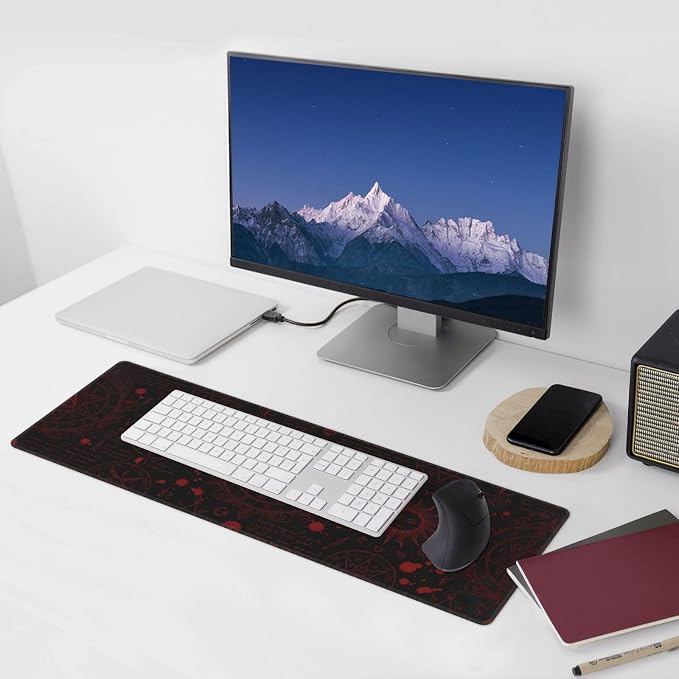 Mysterious Gothic Gaming Mouse Pad Large Extended Desk Mat Non-Slip Rubber Base Keyboard Pad with Stitched Edges for Office Gaming 31.5x11.8 in