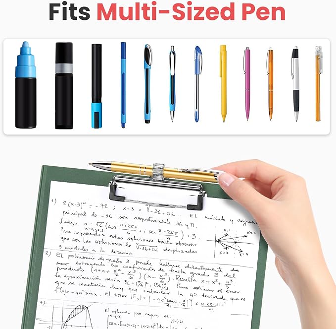 Sooez Foldable Clipboard Folder, A4 Folding Clip Board with Pen Loop 8.5x11 | 2 Tabbed Pockets, 360° Portfolio, Binder Clipboards with Low-Profile Metal Clip, Folio Storage for Nursing, School & Office