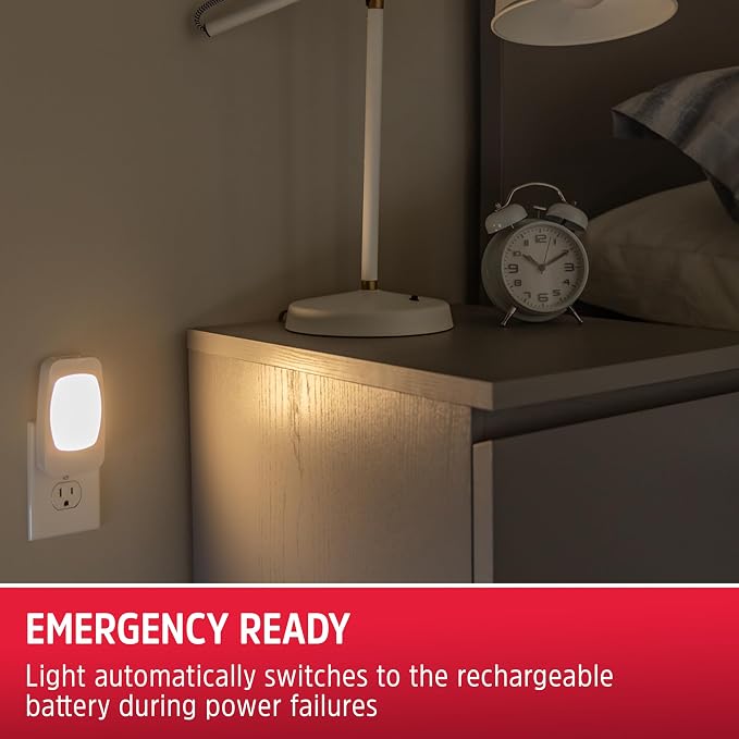 Energizer 4-in-1 LED Power Failure Night Light, 1 Pack, Plug-in, Light Sensing, Auto On/Off, Foldable Plug, Soft White, Emergency Flashlight, Tabletop Light, Hurricane, Storm, Tornado, 38511