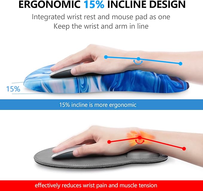 Ergonomic Mouse Pad & Keyboard Wrist Rest Set, Memory Foam | Memory Foam Wrist Cushion, Non-Slip PU Base, Massage Design, Relieves Wrist Pressure for Work, Gaming & Office Use