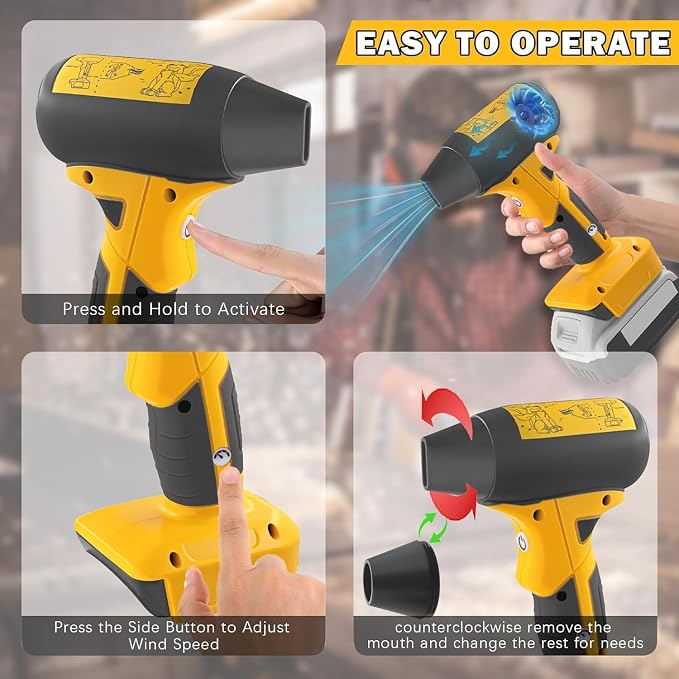 130000 RPM Mini Jet Fan Blower, 4-Speed Cordless Air Duster Compatible for Dewalt 20V Battery, Portable Handheld Blower for Indoor & Outdoor Use (No Battery)