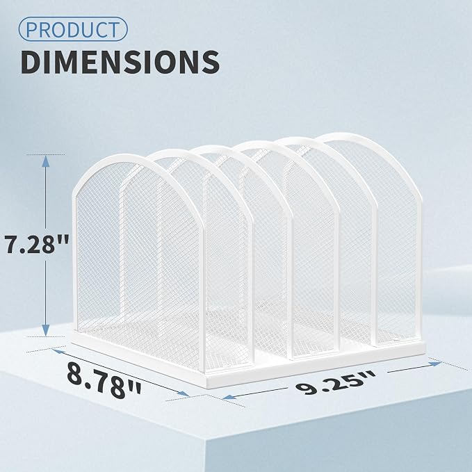 Gawerk 5-Section Vertical Desktop Organizer, 6-Section Mesh File Folder Stand Sorter for Office Home Classroom Organization