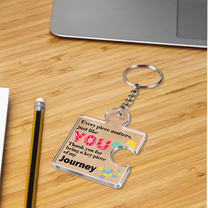 Team Appreciation Gifts Bulk Thank You Keychains for Coworkers | Gift Set for Employee, Staff, Teachers, Teamwork Puzzle Piece Keyring, Acrylic