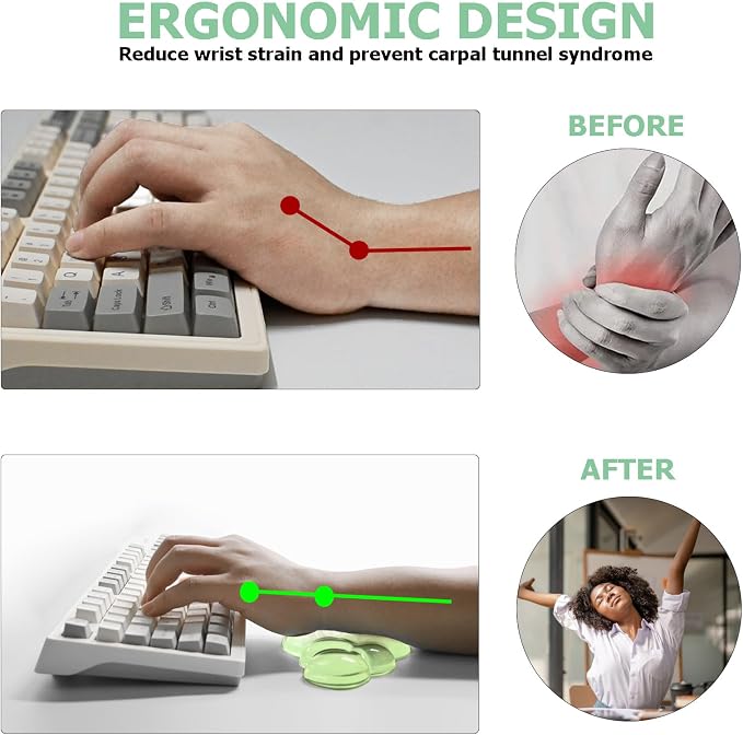 Gel Cloud Wrist Rest Keyboard, Cute Wrist Rest for Computer Keyboard, Green | Ergonomic Keyboard and Mouse Wrist Rest Set, Typing Pain Relief, Cooling Gel, Suitable for Office, Home, Computer, Gaming
