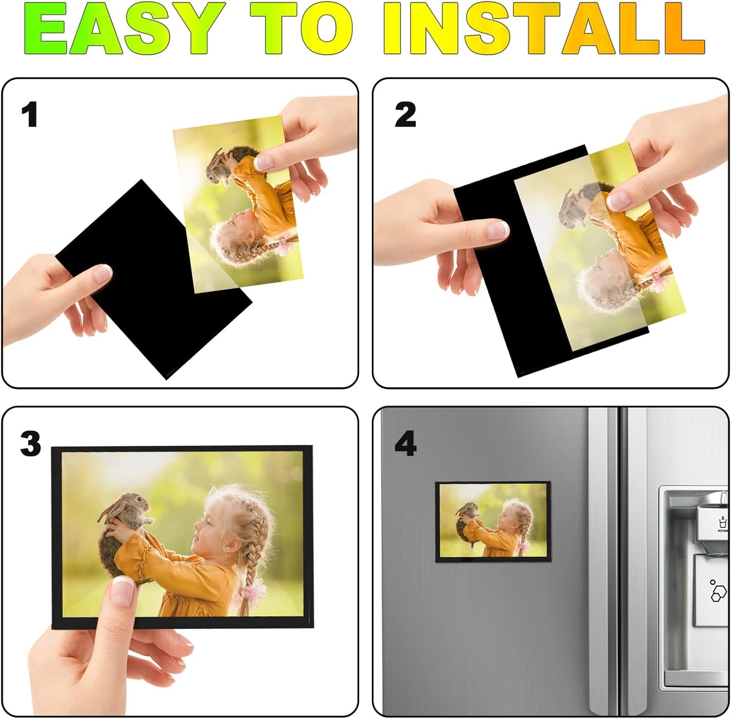 Black Magnetic Picture Frame 4X6 for Refrigerator-50 Pack,Black Photo Magnets Sleeves,Bulk Holders for Classroom
