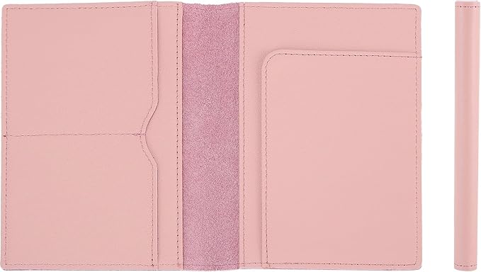 STAR VISTA Albatross Leather Travel Passport Holder, Minimalist Design, Calfskin Leather Case for Women and Men - Slim Passport Wallet, Bifold, RFID Blocking, Pale Pink