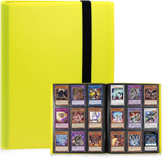 Trading Card Binder 9 Pocket, 360 Card Waterproof Folder with Side Loading Sleeves, Sturdy Card Collection Album for MTG, TCG, Game Cards & Sports Cards (1, Yellow)