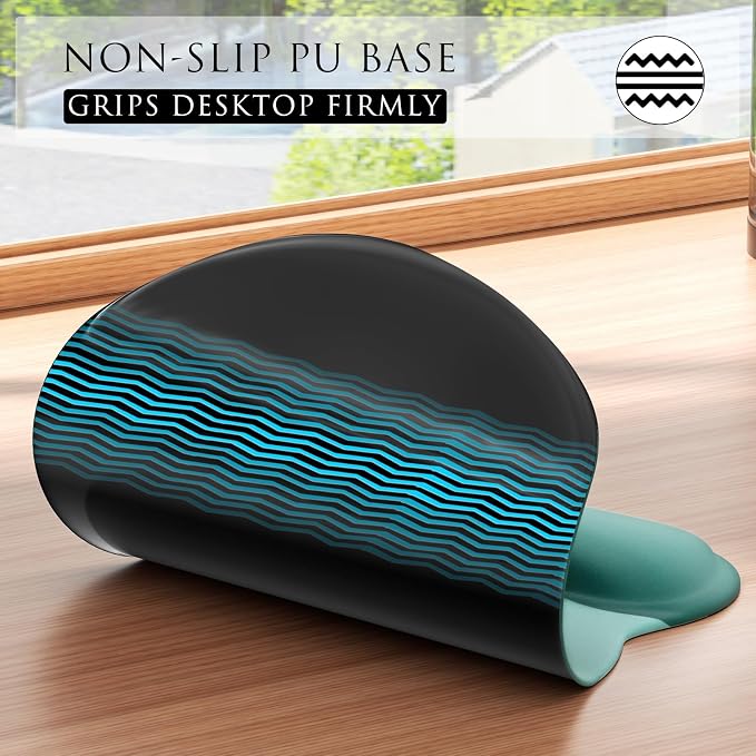MROCO Ergonomic Mouse Pad with Gel Wrist Rest, 9.4 x 8.1 in, Green Gradient | Ergonomic Shape Design, Multiple Pattern Options, Gel Wrist Comfort, Smooth Lycra Surface, Non-Slip PU Base