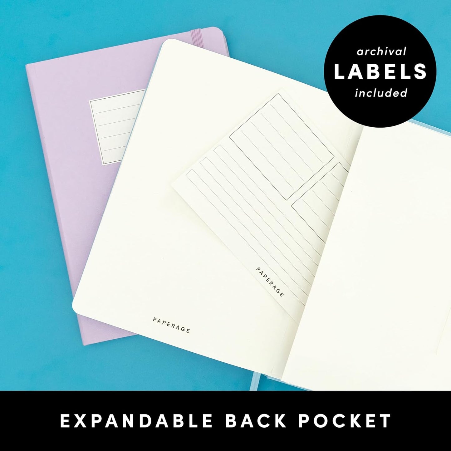 PAPERAGE Blank Journal Notebook, (White), 160 Pages, Medium 5.6 in x 8 in - 100 GSM Thick Paper – Hardcover Journaling Notebook for Work, School, Note Taking or Sketching