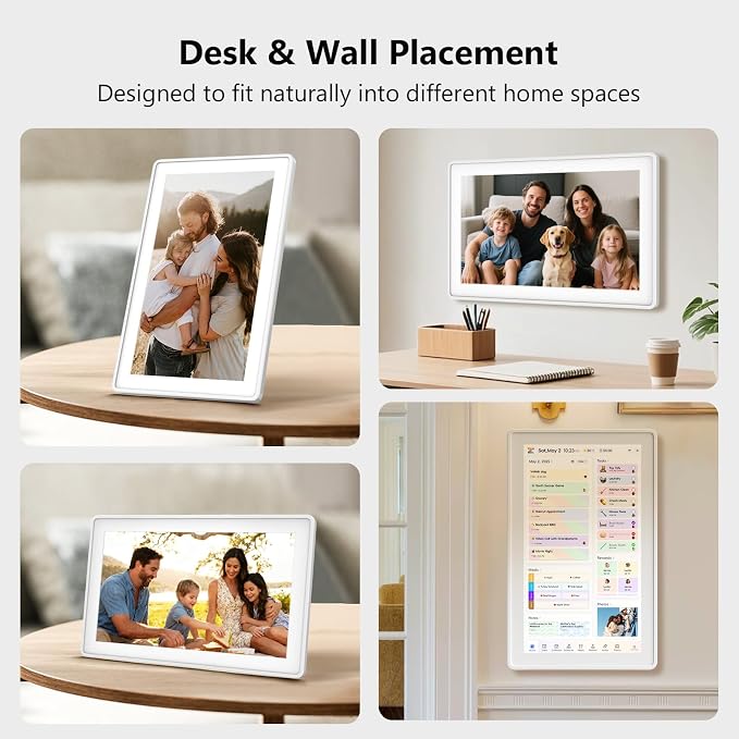 Kinstone 15.6" Digital Calendar, No Subscription Smart Wall Planner, Digital Photo Frame, Interactive Touchscreen Display with Sync for Chore Chart, Meal Planner, Task&Reward, Wall & Desk Mountable