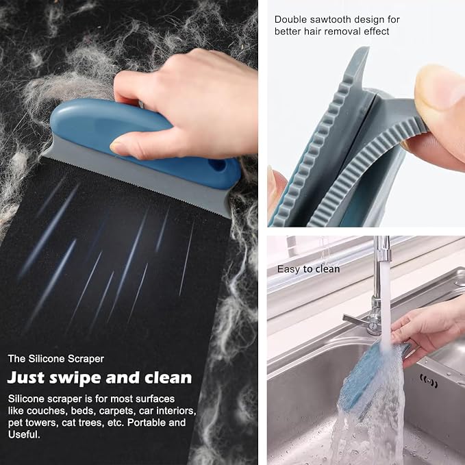 Pet Hair Remover 3-Pack, Reusable Dog & Cat Hair Removal Tools, Lint Shaver | Remove Stubborn Pet Hair, Multi-Fabric Safe, Fur & Lint Cleaner for Couch, Carpets, Cat Trees, Car Mats, Furniture, Pet Bed