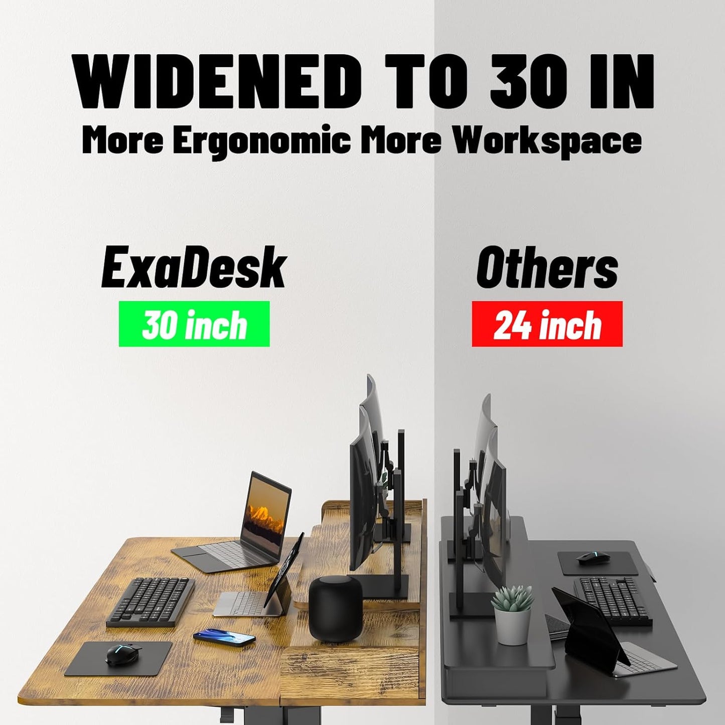 63 x 30 Inch Electric Standing Desk with 2 Drawers, Adjustable Height Widened Stand Up Desk with Storage, Sit to Stand Ergonomic Workstation for Home Office, Rustic Brown