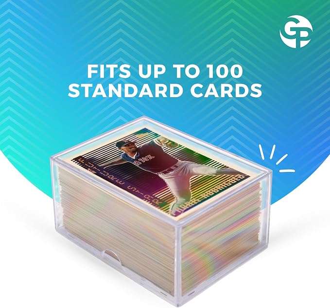 Gary Plastic Packaging 20-Pack Clear Acrylic Card Storage Boxes with Lids – Holds up to 100 Standard Trading Cards Each, Stackable Organizer for Sports & TCG Cards (Unsleeved)