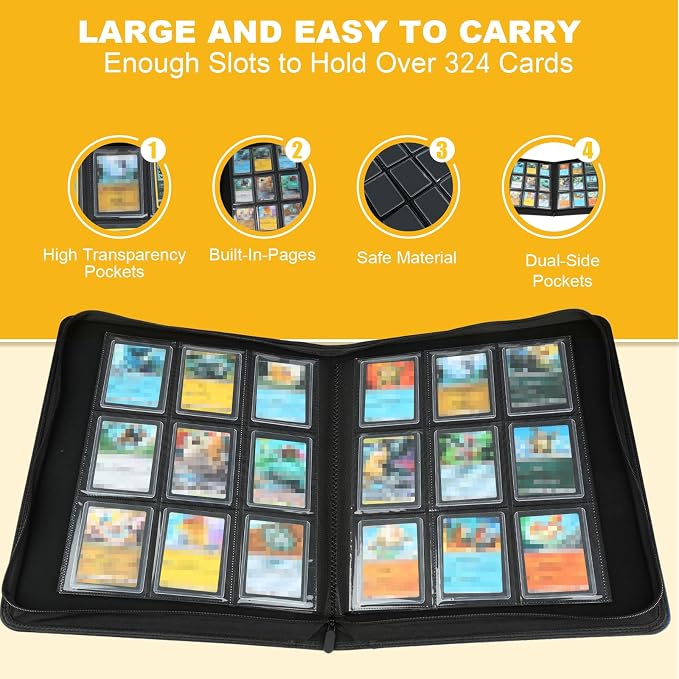 Toploader Binder, Holds 324 Toploaders, 9 Pocket Top Loader Binders with Sleeves for 3 x 4'' Toploaders, Double-Sided Pocket Top Loader Storage Binder, Trading Card Binder - Diamon Red