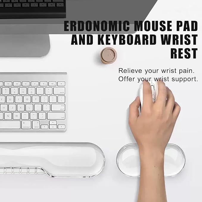 Mouse Pad with Wrist Rest, Soft Cloud Gel Keyboard Mouse Pad Set with Hand Wrist Support, Cute Non Slip Office Desk Accessories for Comfort/Pain Relief/Computer/Laptop (Clear Cave)