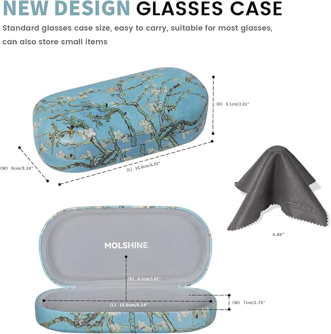 molshine Hard Shell Sunglasses Case,Classic Large Glasses Case for Women Men,Sunglass Eyeglasses