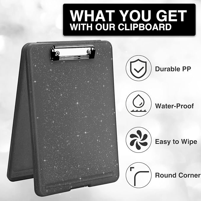 Sooez Clipboard with Storage, Plastic Nursing Clip Board, 8.5" x 11", Work | Sturdy Clipboards Foldable, Cute Hanging Clip Board Case, Teacher, Classroom Must Haves, Office School Supplies, Women & Men