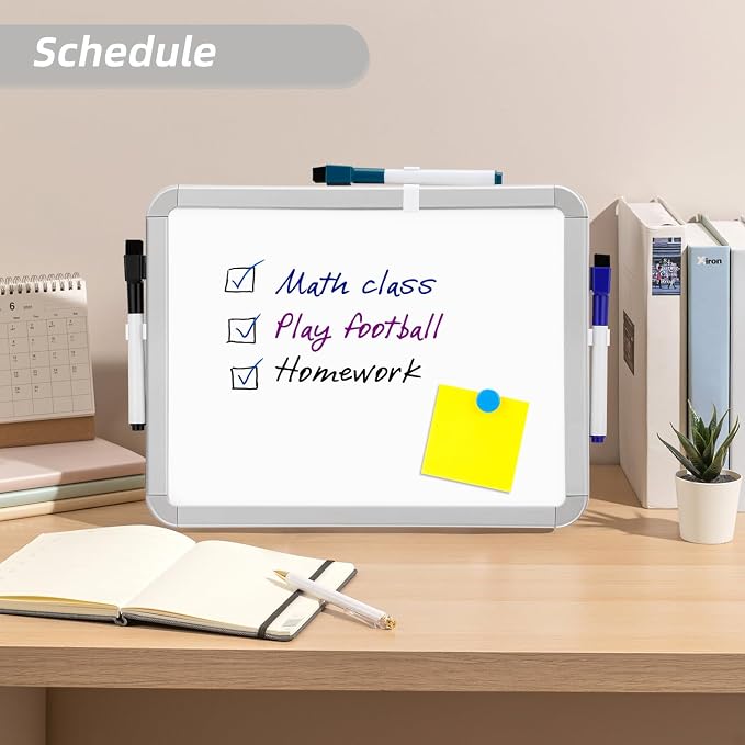 VUSIGN Small Dry Erase Whiteboard, 8.5 x 11 Inches White Board for Kids, Students, Fridge, Locker, Mini Dry Erase Board | Includes 4 Dry Erase Markers,Small Mini White Board for Students Fridge Wall Locker
