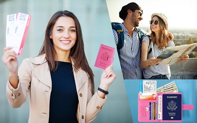 Passport Holder Cover Wallet RFID Blocking Leather Card Case Travel Accessories for Women Men (#Black)