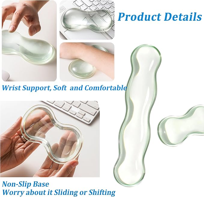 Clear Gel Wrist Rest for Keyboard, Keyboard Wrist Rest for Typing Pain Relief, Ergonomic Keyboard Arm Rest, Suitable for Office, Gaming, Computer, Laptop - Pink