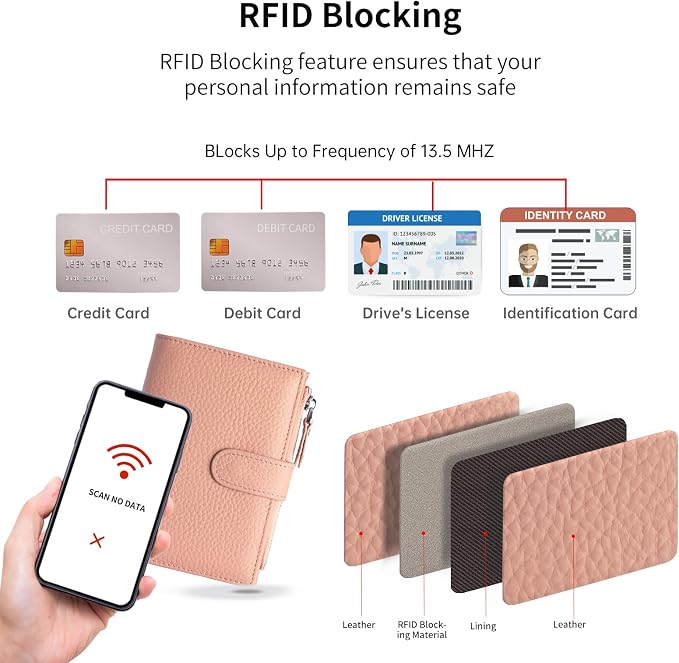 Passport wallet and Card Slot Combo RFID Blocking Leather Travel Passport Wallet for Men and Women with Zippered Coins Pocket Passport holder,Pink