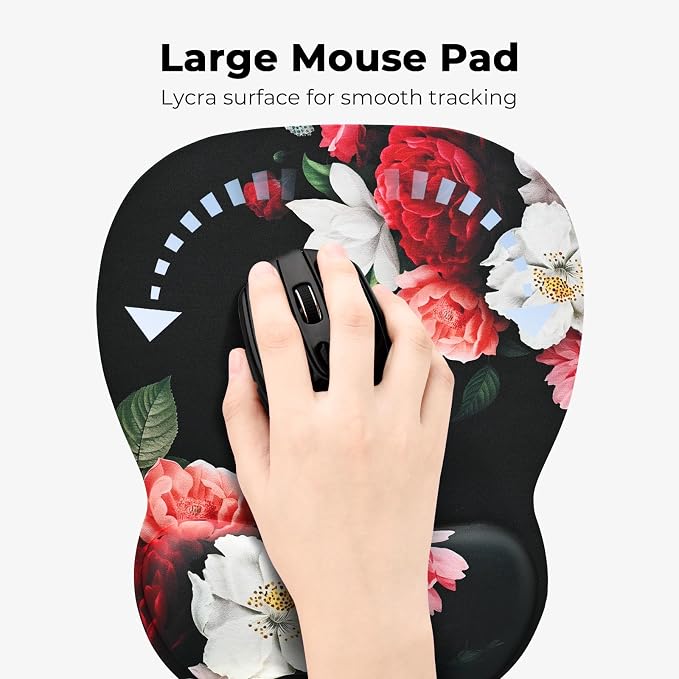 EooCoo Ergonomic Mouse Pad with Wrist Rest, Memory Foam Support Mousepad | Non-Slip Base for Computer, Cafe, Home & Office, 9.64 x 8.26 in Office Desk Accessories, Carpal Tunnel Relief