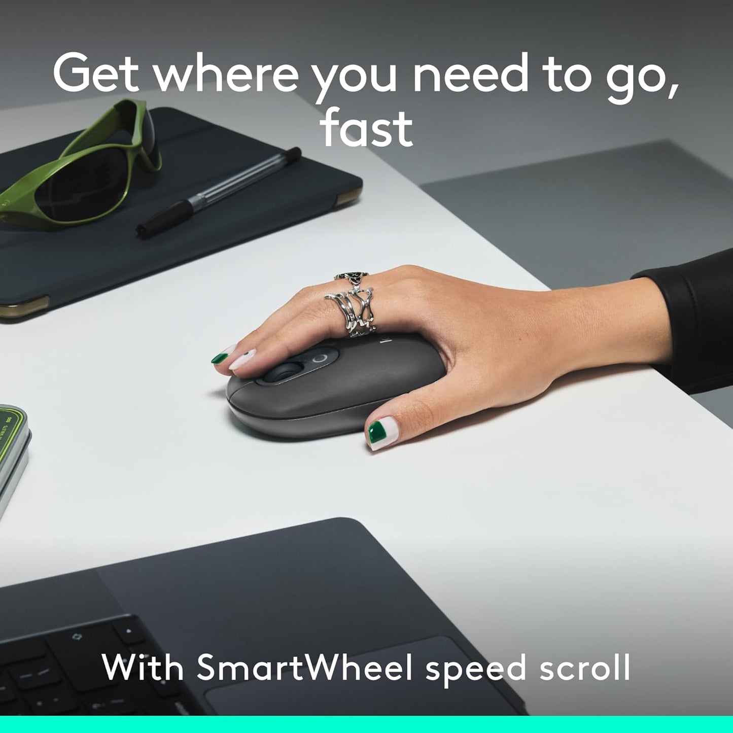 Logitech POP ICON Combo, Bluetooth Keyboard and Mouse Combo, Comfortable Typing, programmable Keys and Buttons, Quiet clicks, Easy-Switch up to 3 Devices - Graphite and Lime