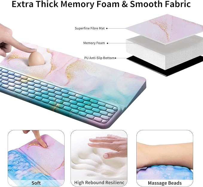 Keyboard Stand for Desktop, Keyboard Wrist Rest, Ergonomic Keyboards Holder for Easy Typing Working, Wrist pad for Keyboards with Comfortable Wrist Rest for Keyboard Blue Pink