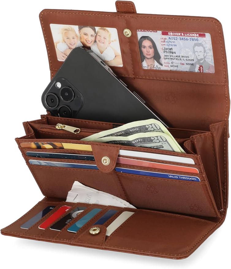 Mundi File Master Womens RFID Blocking Wallet Clutch Organizer With Change Pocket