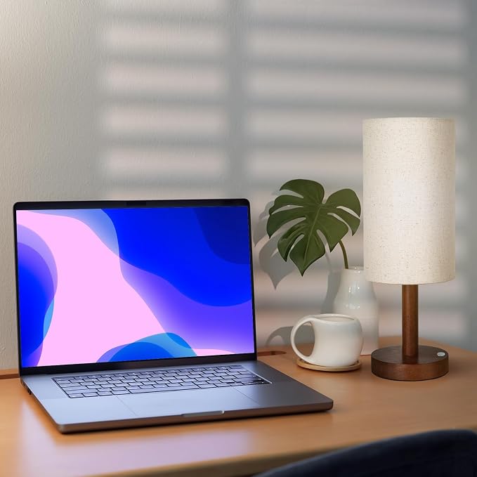 LALISU Cordless Table Lamp, 3 Color Dimming Portable Battery Lamp, Touch Control Wood Base Small Bedside Lamps for Night Stands, Living Room, Office(LED Bulb Included) (Cordless Wood Base)