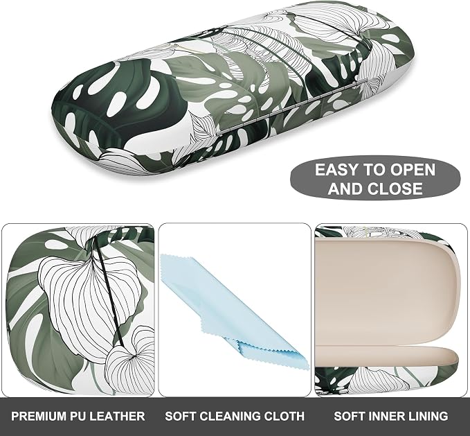 Eyeglasses Case, Portable Hard Shell Protective Case for Glasses, Eyeglass Holder Box for Women with Cleaning Cloth