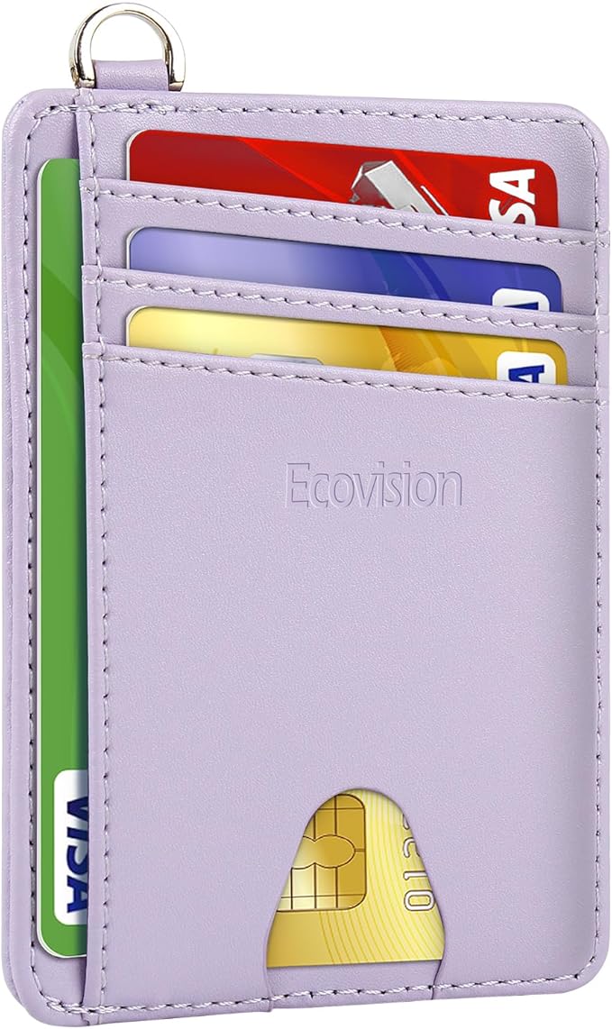 Slim Minimalist Front Pocket Wallet, RFID Blocking Credit Card Holder Wallet with Detachable D-Shackle for Men Women