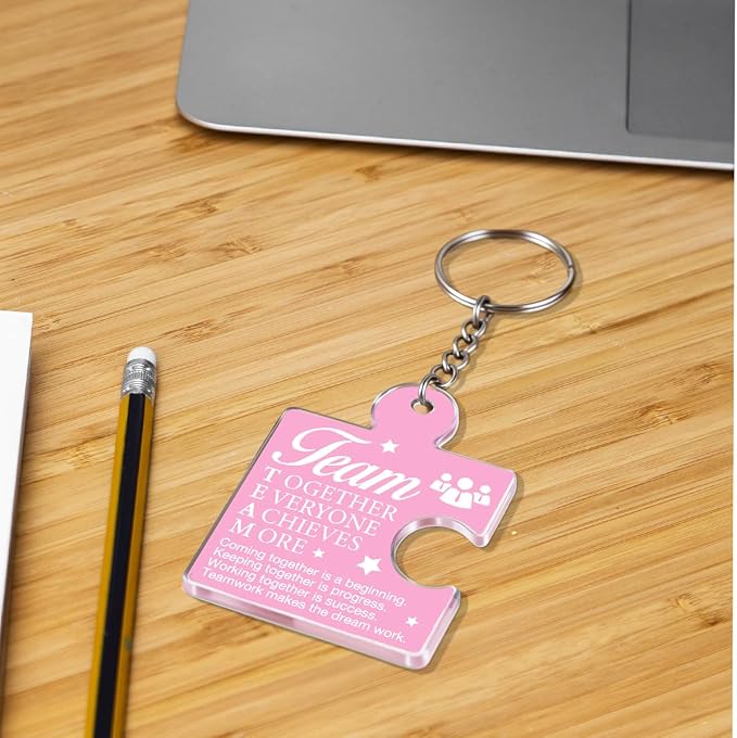 Team Appreciation Gifts Bulk Thank You Keychains for Coworkers | Gift Set for Employee, Staff, Teachers, Teamwork Puzzle Piece Keyring, Acrylic