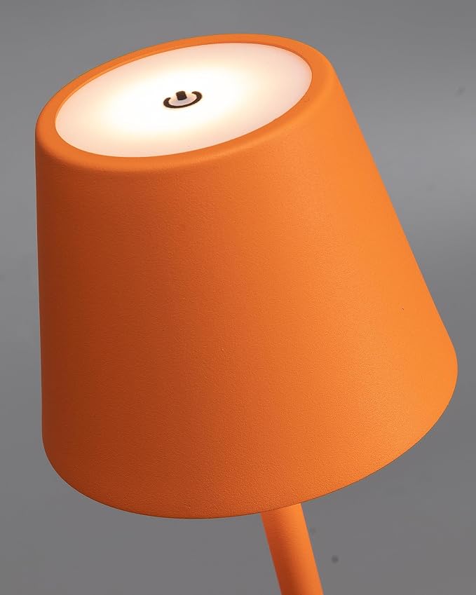 KDG 2 Pack Cordless Orange Table Lamps, Rechargeable Portable LED Desk Lamp | 4000mAh Battery Operated 3 Color Stepless Dimming Up for Restaurant, Bedroom, Outdoor Party, Camping, Coffee Shop, Nightlight