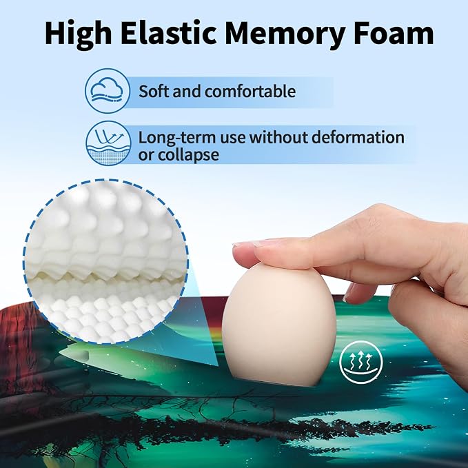 YIWEI Ergonomic Mouse Pad with Wrist Rest for Carpal Tunnel Pain Relief | Memory Foam Wrist Support,Non-Slip Rubber Base, Keyboard Computer Mousepad,Lycra Cloth Surface,Gaming and Home Office