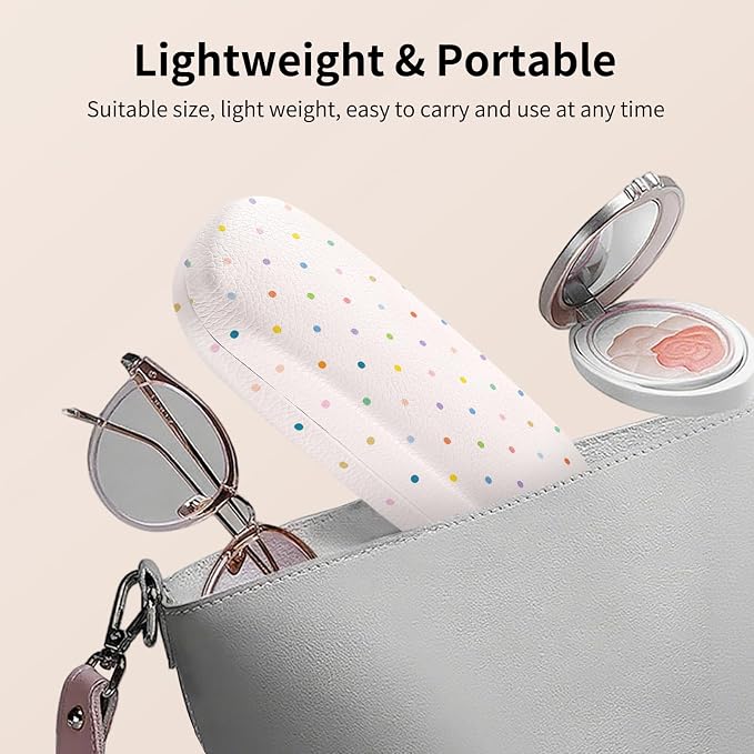 Glasses Case Hard Shell, Cute Sunglasses Case for Women Leather Protective Case for Eyeglass with Cleaning Cloth
