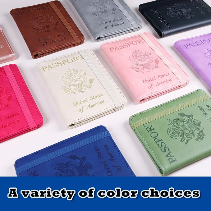 Melsbrinna Premium Leather Passport Holder Covers Case, Waterproof Rfid Blocking Travel Wallet Passport Holder with Pen Holder, Cute Passport Book for Women/Men