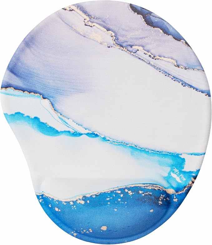 Mr. Pen- Ergonomic Mouse Pad with Wrist Rest, Glacial Blue Marble Design | Breathable Fabric with Memory Foam Cushion, Non-Slip Rubber Base, Gel Mouse Pad with Wrist Support