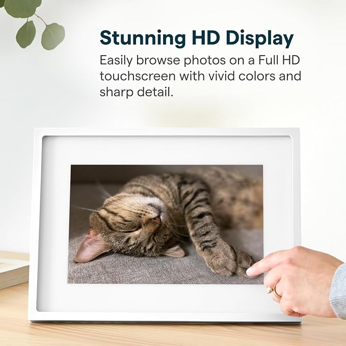 Skylight Digital Picture Frame 2 – 10" Full HD Wi-Fi Touch Screen, 16GB Digital Photo Frame, Load Photos & Videos Directly from Phone, Anti-Glare – Ideal for Personalized Gifting, Classic White