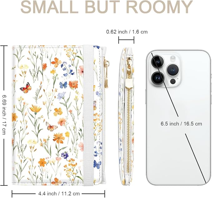 Passport Holder for Travel, RFID Blocking Passport Cover for Women Zipper | Travel Wallets, Passport Book Holder, Credit Card Holder, ID Window,SIM Card Slots, Coin & Tickets Pocket, Wild Flower