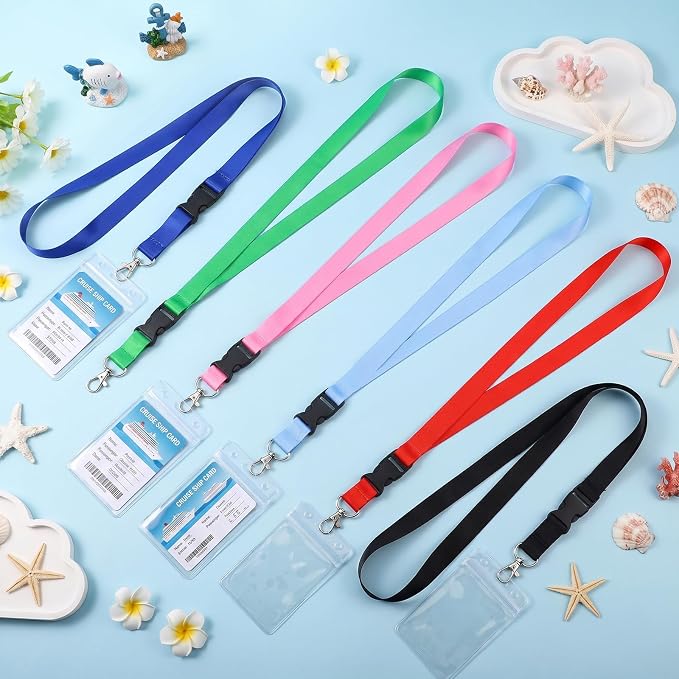 6 Pack Lanyards for Cruise Ship Cards with Waterproof ID Card Badge Holders for Royal Caribbean Cruise Essentials 2026（6 Color）