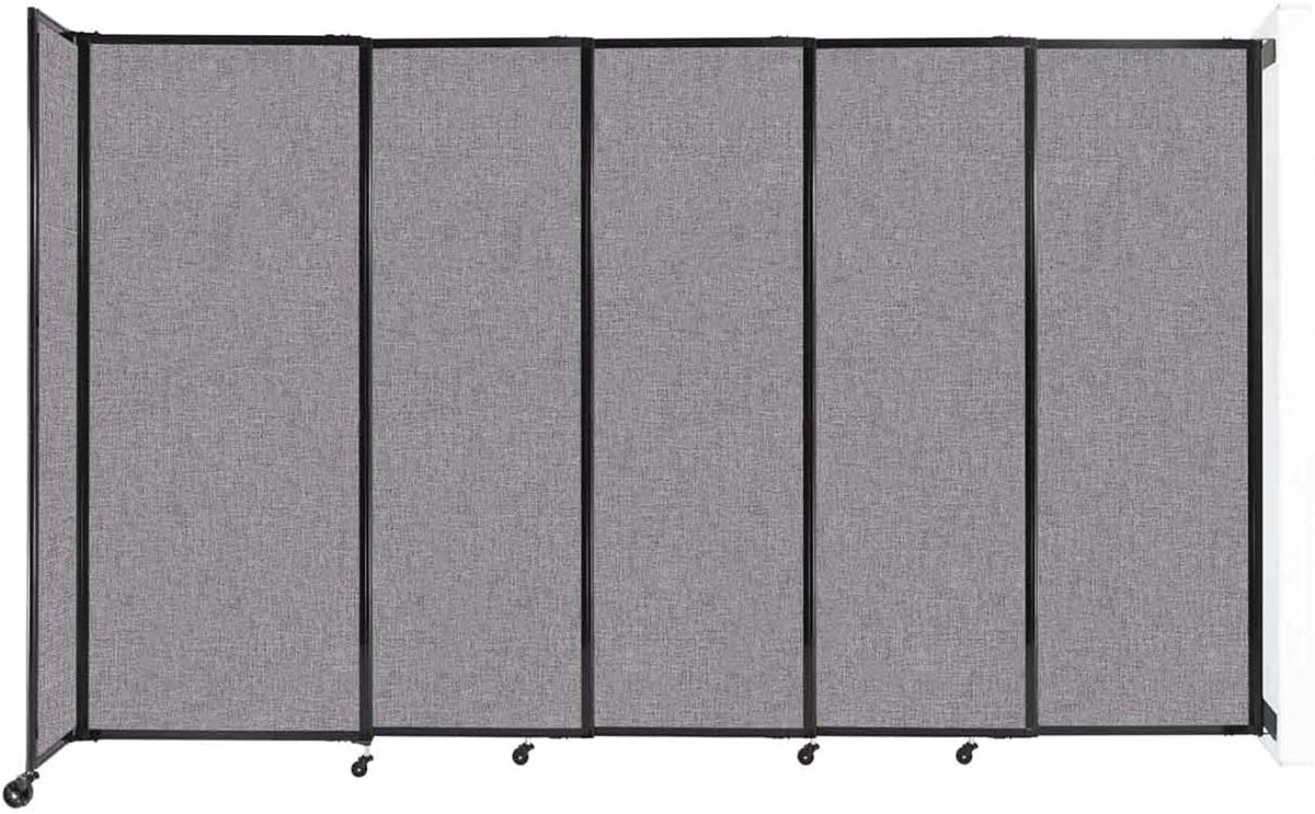 Wall-Mounted Sliding StraightWall Room Divider | Adjustable Widths | Locking Wheels | Room Separator | Up to 11'3" Wide x 6'10" Tall Cloud Gray Fabric Panels