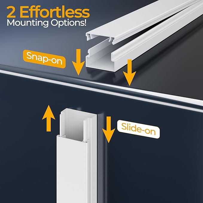 56.7in Cable Hider Cord Hider, Wire Covers for 1 Cord on Wall, Premium Cord Covers for Wires on Wall, Easy Set-up Wire Hider to Hide Tv Wires, Lamp, Speaker Cords, W0.59 H0.4in, White